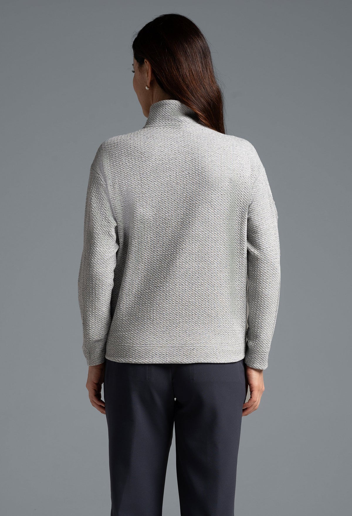 Solid Popcorn Stitch 1/4 Zip Pullover - 42000